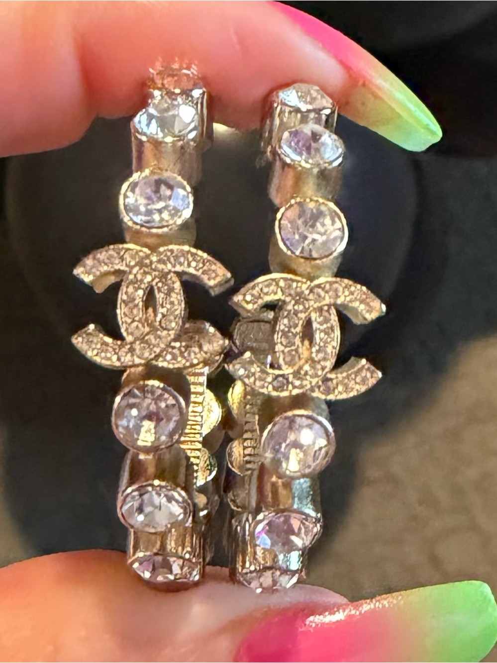 Gold and Crystal Hoop Earrings